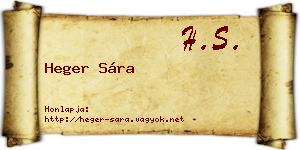 Heger Sára névjegykártya